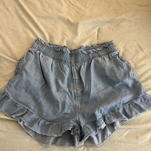 Aerie Lyocell Ruffle Hem Shorts
